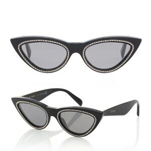 🖤 NEW Celine Mirrored Embellished Black Cat Eye Sunglasses